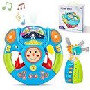 deAO Kids Steering Wheel Toy with Light & Sound, 360° Rotation Driving Simulated Toy Set Included Car Key, Portable Pretend Driving Play Toy Steering Wheel Early Learning Educational Toys for Kids