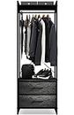 Sorbus Clothing Rack with Drawers - Clothes Stand Dresser - Wood Top, Steel Frame, & Fabric Drawers - Tall Closet Storage Organizer - Stand Alone Garment Rack for Hanging Shirts, Dresses, & Jackets