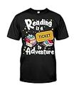 VidiAmazing Reading is A Ticket to Adventure T-Shirt ds1117 Black