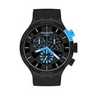 Swatch Quartz Silicone Strap, Black, 20 Casual Watch (Model: SB02B401)