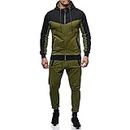 Marine Royal Track Suits for Men Set Full Zip Sweatsuit Outdoor Jogging Men Tracksuits…, Army Green, Small