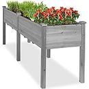 Best Choice Products 72x23x30in Raised Garden Bed, Elevated Wood Planter Box Stand for Backyard, Patio, Balcony w/Divider Panel, 6 Legs, 300lb Capacity - Gray