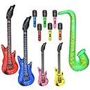 KINBOM 11Pcs Inflatable Rock Star Band Set, Waterproof PVC Music Instruments Party Props Blow Up Guitar Microphones Saxophone for Kids Toy Ornament Karaoke Theme Party Festival Role Play Cosplay
