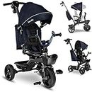 LIONELO Kori 2in1 Pushchair Three wheeler for Kids from 18 months to 5 years up to 25 kg Tricycle/Stroller Bike with Parent steering control, 360-deg swivel seat Harness Canopy Bucket Bag Cup Holder