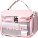 Xelvix Cosmetic Organizer Bag Makeup Pouch for Women Travel Toiletry Bag for Cosmetics Brushes Accessories Waterproof Zippered Cosmetic Bag Portable Carry Pouch (Pink)