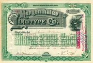 Mergenthaler Linotype Co. - Stock Certificate - Printers & Publishers