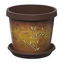 Home Garden Ornaments Keramo Plant Pots Indoor 17cm Diameter – House Plant Pot and Saucer with Original Terracotta Branch – Flower Pots Outside with Plant Saucer (Ø17cm, Terracotta Branch)