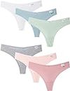 Kiench Teens Thongs Underwear Cotton 6-Pack Big Girls' Low Rise V Waist Hipster Panties US S/Kids Size 10-12/10-12 Years, Multicolor