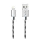 iPhone Charger Cable Lightning Cable [Apple MFi Certified] (Grey) Charging USB Syncing Data Nylon Braided Cord Compatible with iPhone 14/13/12/11 Pro Max/XS MAX/XR/XS/X/8/7/Plus/6S/6/SE/5S (2M)