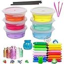 Firstly Traders Combo 12pcs Clay (1 Sets of 12 Colors)+6 Slime+1pot+ Straws+ Glitter+ Tools DIY Kit Set for Girls and Boys with Art and Craft Supplies for Kids Ages 8-10, 9-12, 12-16 Old