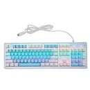 Gaming Keyboard, 104 Keys Wired Mechanical Keyboard, RGB Backlit Computer Keyboard with Quick Responsiveness, Perfect for Desktop Laptop Computer (Blue White)