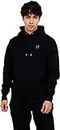 Mebadass Solid Cotton Blend Mens Relaxed Fit Hoodie-Black