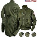 Men's MA1 Bomber Jacket US Army Military Flight Pilot Air Flying Jacket Coat  