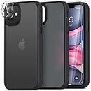 Mootobo for iPhone 11 Case Built-in 2 HD Screen Protectors and HD Lens Protector, Anti-Fingerprint Matte Back 10FT Military Grade Drop Shockproof Phone Case for iPhone 11 6.1 inch – Black