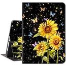 iPad 6Th Generation Cases,iPad 5Th Generation Case,6Th Generation iPad Case,iPad Case 5Th Generation,iPad Air 2 Case 9.7 Inch Auto Wake/Sleep Multi-Angle Viewing Adjustable Stand Sunflower Butterfly