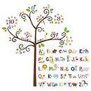 DECOWALL DA-1503 Animal Alphabet ABC and Owl Numbers Tree Kids Wall Stickers Wall Decals Peel and Stick Removable Wall Stickers for Kids Nursery Bedroom Living Room