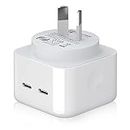 HEYMIX 40W Dual USB-C Charger, 20W USB C Fast Charger, 2-Port Type-C Power Adapter Wall Charger, Dual C Charger PPS QC3.0 AU Plug Compatible with iPhone14/13/12, Samsung S22/S21 Ultra, Pixel 7/6, iPad