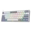 Redragon K617 Fizz 60% Wired RGB Gaming Keyboard, 61 Keys Hot-Swap Compact Mechanical Keyboard w/White and Grey Color Keycaps, Linear Red Switch, Pro Driver/Software Supported
