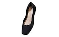Neeman's Plush Square Flats for Women | Ballerinas & Slip On Casual Shoes| Comfortable & Flexiable | Black UK6
