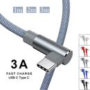 90 right angle USB C Cable 3A Fast Charge USB A to Type C Charger Cord 1M 2M 3M