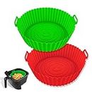 La chat Air Fryer silicone Liners, 2 pack 8.5 inch food-grade air fryer basket for replacement of paper liner, No-stick Reusable Air Fryer silicone accessories fit 3QT - 5QT Air Fryer (2, 8.5 inch)