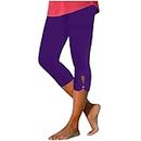 PANOEGSN High Waist Yoga Leggings for Women Tummy Control Capri Pants Solid Color Workout Running Pants Gym Stretch Joggers, XX-Large, A1-Purple