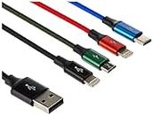 Baseus 4in1 Ladekabel 2X Lightning, USB-C und Micro USB (120 cm Ladekabel geeignet für iPhone 11, iPhone XS/XS Max/XR, iPhone 6/6s/7/8, Android), Schwarz, oneplus x