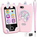 Kids Phone, Exssary Toys for Girls 3 4 5 6 7 8 Year Old Girl Gifts Unicorn Toys for Girls 7-10 Girls Gifts 6-8 8-12 Years Old Birthday Gifts for Girls Smartphone for Kids with Dual Camera Games Pink