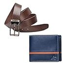 HORNBULL Gift Hamper For Men | Navy Wallet and Brown Belt Mens Combo Gift Set | Leather Wallets for men | Men's Wallet BWN69150