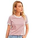 Dream Beauty Fashion Women's Half Sleeve Round Neck Printed Fitted Tee -23" Inches (Heena-Top Baby Pink -S)