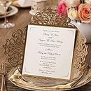 Hosmsua 6.3 x 6.3 Inch 50PCS Personalized Gold Wedding invitation Cards with Envelopes Laser Cut Hollow Lace Rose Invitation for Engagement Wedding Invite (Customized Printed)