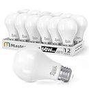 Mastery Mart A19 [60 Watt] Led Light Bulbs, E26 Base, 5000K Bright Daylight White, 800 Lumens, CRI 80+, Non-Dimmable, Energy Star, UL Listed, 9W [60W Equivalent]- (12 Pack)