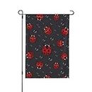 Cute Ladybugs Garden Flag 28x40 Inch Double Sided Vertical Yard Flag Decor Polyester Welcome House Flags for Outside Outdoor Porch Farmhouse Patio Lawn Decoration