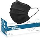 TRENZADO Face Masks, 50Pcs Disposable Face Masks, 3 Layers Disposable Face Mask Filter Protection with Color Box (Black)