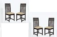 RSFURNITURE Solid Sheesham Wood Set of 4 Dining Chairs Only | Wooden Four Seater Dinning Chair with Cushion for Kitchen & Dining Room | Rosewood, Walnut Finish (4 Seats)