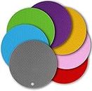 Easymart Silicone Round Hot Pot Holder Heat Resistant Disc Pads, Kitchen Insulation Anti-Slip Coasters, Table Mat Set for Dining, Kitchen (6 Piece, Multicolour)
