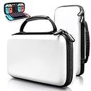 Carry Case for Nintendo Switch/Switch OLED Console,White PU Protective Hard Portable Travel Carrying Case Shell Pouch Bag for Switch Console and Accessories with 10 Game Card Slots for Girls and Boys