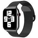 Sounce Metal Stainless Steel Bands Compatible with Watch Bands, Loop Magnetic Milanese Mesh Strap for iWatch Series 8 7 6 5 4 3 2 SE [Watch NOT Included] (38MM 40MM / 41MM Ultra) Black