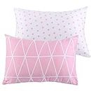 Kids Toddler Pillowcases UOMNY 2 Pack Pillow Caver Pillowslip Case Fits Pillows sizesd 13 x 18 or 12x 16 for Kids Bedding Pillow Cover Baby Pillow Cases Pink Link/Dot