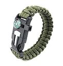 PSYCHE 5in1 Paracord Survival Bracelet With Compass, Small Flint, Paracord Rope, Wood-Scraper & Whistle - Multifunctional Outdoor Survival Kit For Unisex Adult