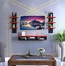 Maaz Art Craft Wooden TV Entertainment Unit/TV Cabinet for Wall/Set Top Box Holder for Home/Wall Set Top Box Shelf Stand/TV Stand Unit for Wall for Living Room (Red,Black)