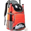MERALIAN Baseball Backpack with Shoe Compartment,Lightweight Softball Bag for Baseball, T-Ball & Softball Equipment & Gear.(RED)