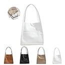 Geometrh Solid Color Simple Genuine Leather Shoulder Bag,Women Large Capacity Tote Handbags,Casual Everyday Crossbody Bag Retro fashion (White)