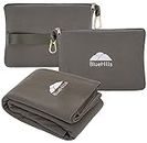 BlueHills Travel Blanket Pillow Compact Lightweight Pocket Size Airplane Traveling Essential Flight Trip Throw in Bag Portable Case Plane Accessory Gray L01