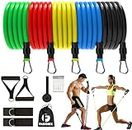 Fashnex Resistance Bands Set for Exercise, Stretching and Workout Toning Tube Kit with Foam Handles, Door Anchor, Ankle Strap and Carrying Bag for Men, Women