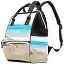 Diaper Bag Backpack, Multifunction Large Travel Backpack, Beach Conch Ocean Summer