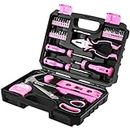 Pink Tool Kit：DEKO Tool Set, Pink Hand Tool Kit DIY for Women 42 Pieces, Ladies Tool Box Gift for Home,Office