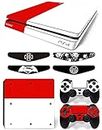 Elton Red & White + 2 Color Theme 3M Skin Sticker Cover for PS4 Slim Console and Controllers Full Set Console Decal Stickers for Front & Back 4 Led bar Decal +2 Controller Decal Cover
