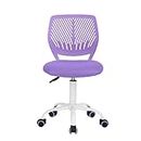 Homy Casa – Sedia da ufficio girevole regolabile in tessuto, sedia da ufficio ergonomica senza bracciolo (viola)