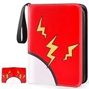 GOROMA Card Binder 4-Pockets, 400 Pockets Card Holder with 50 Removable Sleeves, Trading Card Collector Zipper Album Holder, Red